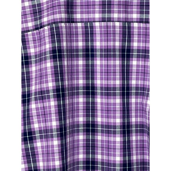 Jos A Bank Men’s Medium Purple Plaid Button Down Long Sleeve Traveler Tech Shirt - Picture 13 of 13